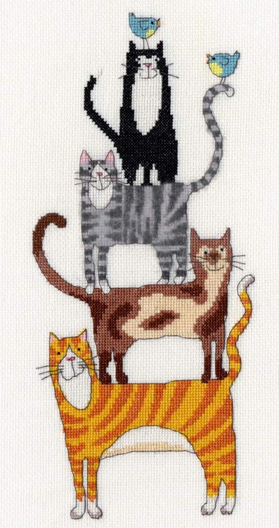 Bothy Threads Counted Cross Stitch Kit 18x34cm XKM1 Cat Stack