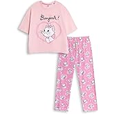 Disney The Aristocats Marie Womens Pink Short Sleeve Long Leg Pyjama Set | Cartoon Print Sleepwear Retro Loungewear