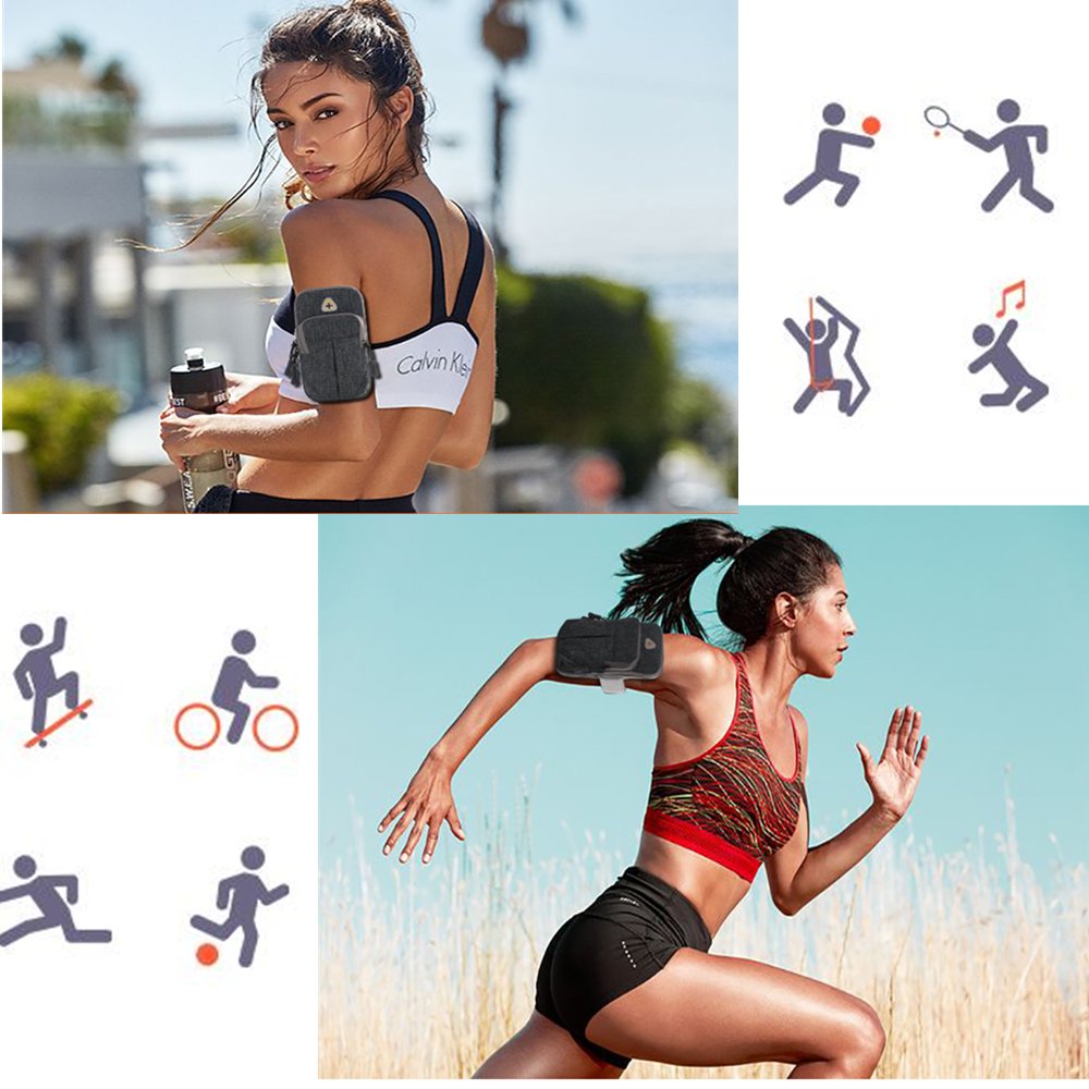 FIRSTBUY Sports Running Armband Adjustable Universal Armband CellPhone Holder, Sweatproof Jogging Phone GYM Exercise Workout Armband for iPhone X/8/8Plus/7/7Plus/Samsung Galaxy S9/S8/S7/LG (Rose Red)