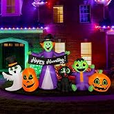 BLOWOUT FUN 8Ft Halloween Inflatable Witch,Ghost,Frankenstein,Cat,Pumpkin | Lighted Blow Up Lighted Clearance Decor Indoor Outdoor Lawn Yard Garden Holiday Art Decor Decorations