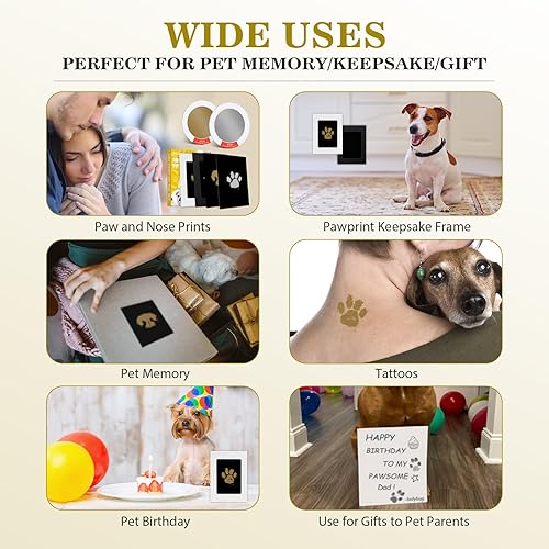 Nabance Paw Print Kit, Dog Nose Print Kit, Mess-Free Gold Silver