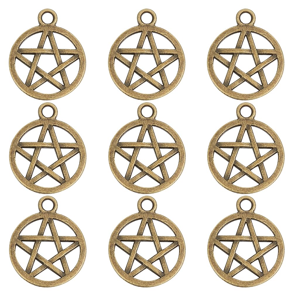 SUNNYCLUE 1 Box 100Pcs Pentagram Star charm Pentacle Star Charms for Witchcraft Jewelry Making DIY Earrings Bracelet