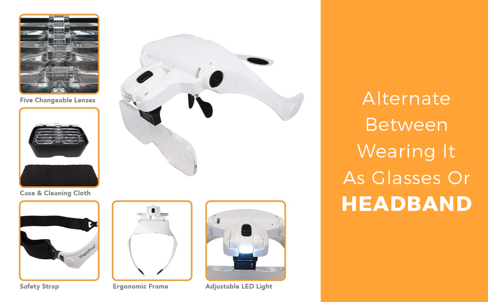 6 MagniPros+Illuminated+Headband+Magnifier+Detachable