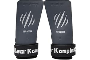 Bear KompleX Carbon No Hole Speed Hand Grips for Pull-Ups, Weightlifting, WODs with Wrist Straps, Cross-Training Gloves, Comf