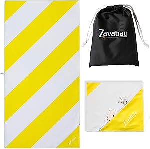 Zavabay Microfiber Beach Towel With Zipper Pocket Freebie