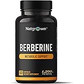 Natgrown Berberine Supplement - Berberine HCl 1200 mg Per Serving - Vegan, Gluten Free, Non-GMO - 60 Capsules