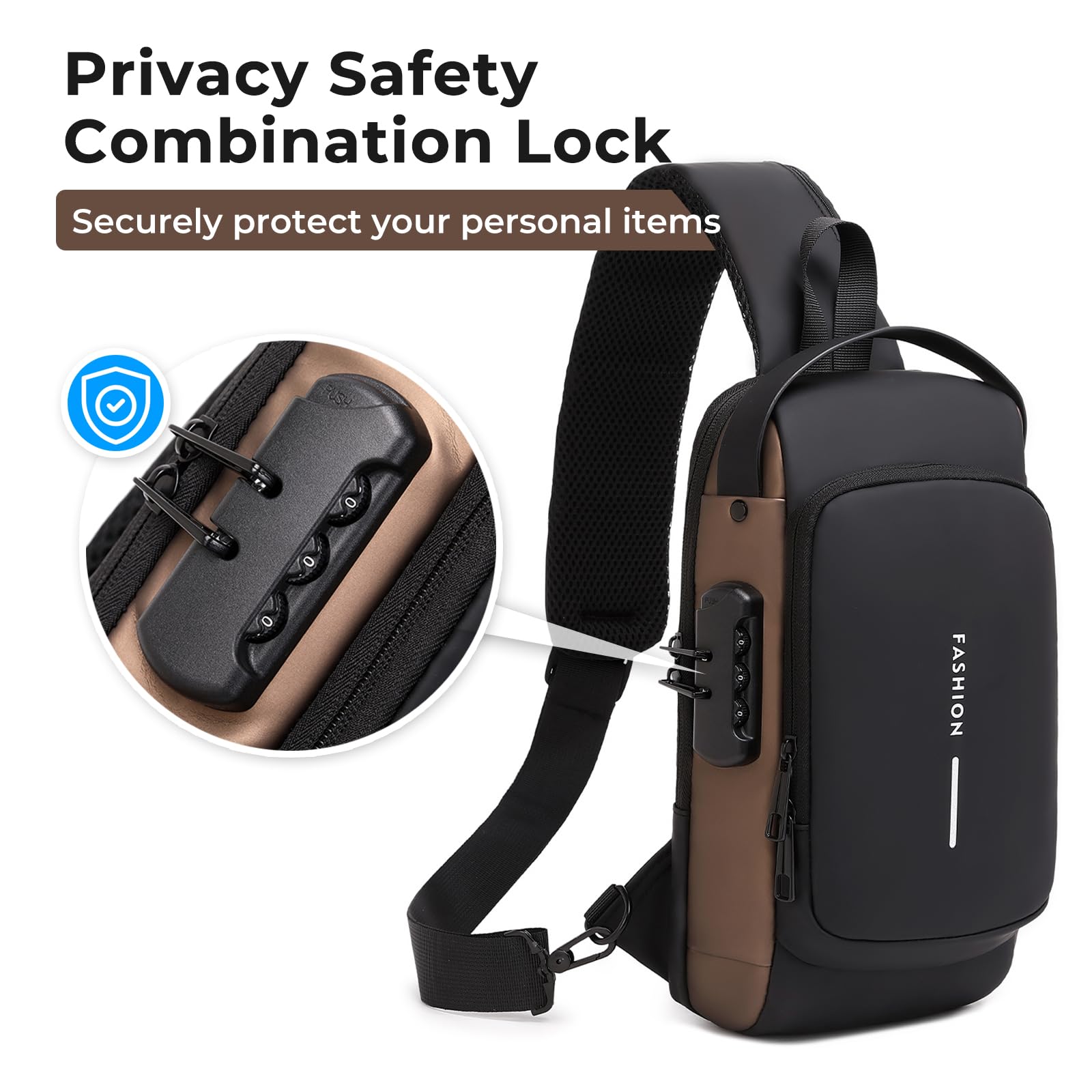 Rcrirth Sling Bag for Men | Anti-theft Crossbody Bag - PU Leather Crossbody Shoulder Bag - Chest Bag for Daily use