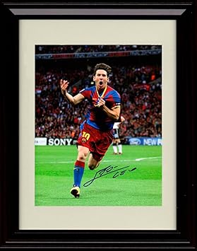 Amazon フレーム入りリオネル メッシサインレプリカプリント Greatest Ever スペインクラブバルセロナ Framed Print Soccer フォト カード コイン