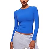 CRZ YOGA Softembrace Crewneck Long Sleeve Shirts for Women - Casual Going Out Tops Soft Basic Fitted Tight Fall T-Shirts