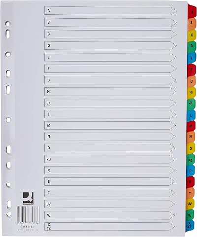 Q-Connect 20 Part A-Z Index Extra Wide Reinforced Multi-Colour Tabs