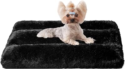 EHEYCIGA Fluffy Small Dog Crate Bed 60x45x7.5cm Non-Slip Black