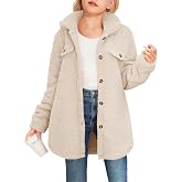 Haloumoning Girls Fuzzy Fleece Jacket Casual Button Down Sherpa Jacket Coat | Sherpa Overcoat, Faux Fur, Outwear,Fall Jacket