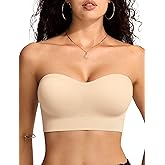 Vertvie Strapless Bras for Women Non-Slip Push Up Wireless Bandeau Bra Seamless Comfort Tube Top Supportive Padded Bralette