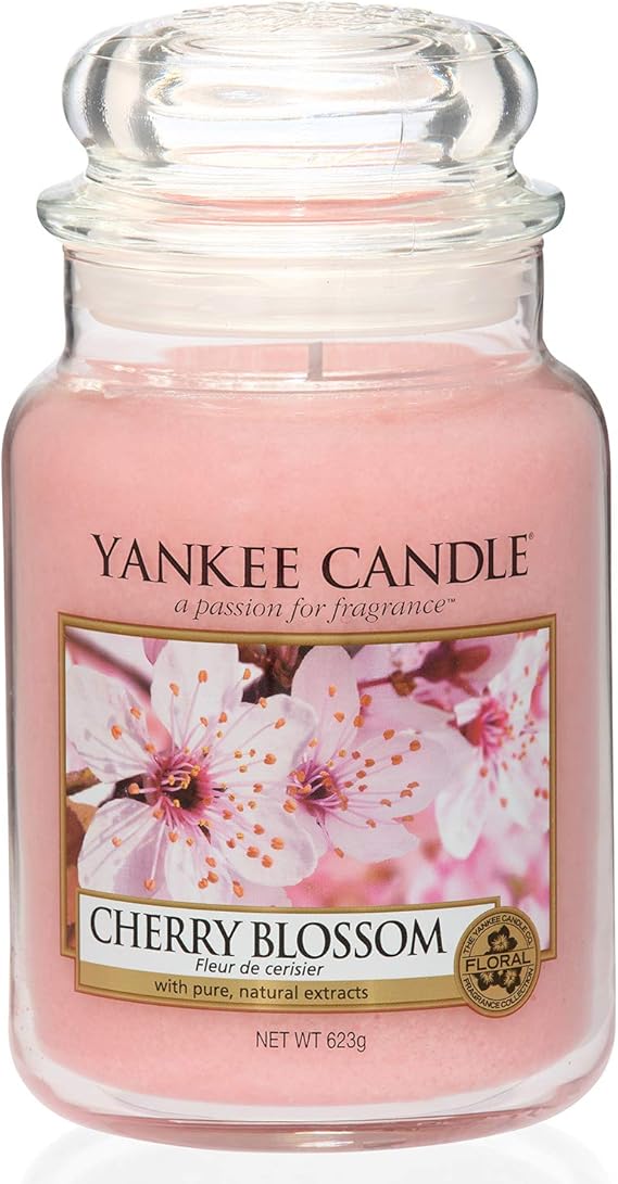 Yankee Candle Large Jar Scented Candle, Cherry Blossom, Up to 150 Hours Burn Time, Glass, Pink