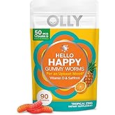 OLLY Hello Happy, Mood Support Gummies for Adults*, Vitamin D - 90 Count | Cognitive Support, Saffron Extract &amp; Vitamin D, Gluten Free, No Synthetic Colors, No Synthetic Flavors