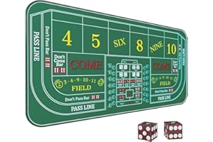 iEsstros Craps Mat 35" x 16" Craps Table Top Set Mini Craps Table Mat Craps Table Top Mat with 2 Casino Dice Craps Game Layout Casino Games for Adults
