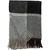 Ukrainian 100% Wool Throw Blanket – Soft Warm Cozy Fringed Wool Blanket for Couch, Bed, Sofa & Home Decor, Durable Plaid Herringbone Weave, Fair Trade Artisan Made (Peat Gray, Plaid)