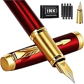 Zalantan Fountain Pen, luxury pens,Fine point smooth writing pens for journaling fancy pens with Gift Case 10 black ink cartridges an ink converte nice pens metal pen writer gifts(Red)