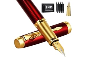 Zalantan Fountain Pen, luxury pens,Fine point smooth writing pens for journaling fancy pens with Gift Case 10 black ink cartridges an ink converte nice pens metal pen writer gifts（Red）