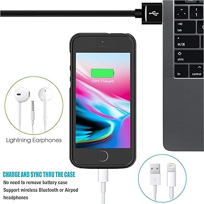 Buy Battery Case For Iphone 5 5s Se 4000mah Rechargeable Portable Power Charging Case For Iphone 5 5s Se 4 0 Inch Ultra Thin Extended Battery Pack Charger Case Black Not Compatible