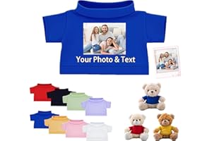 FAHOXUMR Personalized Teddy Bear Clothes with Photo Text, Custom Stuffed Animal Clothing Fit 8-16inch Stuffed Bear Clothes, P