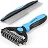 Docrok Pet Grooming Combo - Blue Deshedding Brush with Metal Comb for Detangling and Dematting Long, Matted Fur on Cats and D