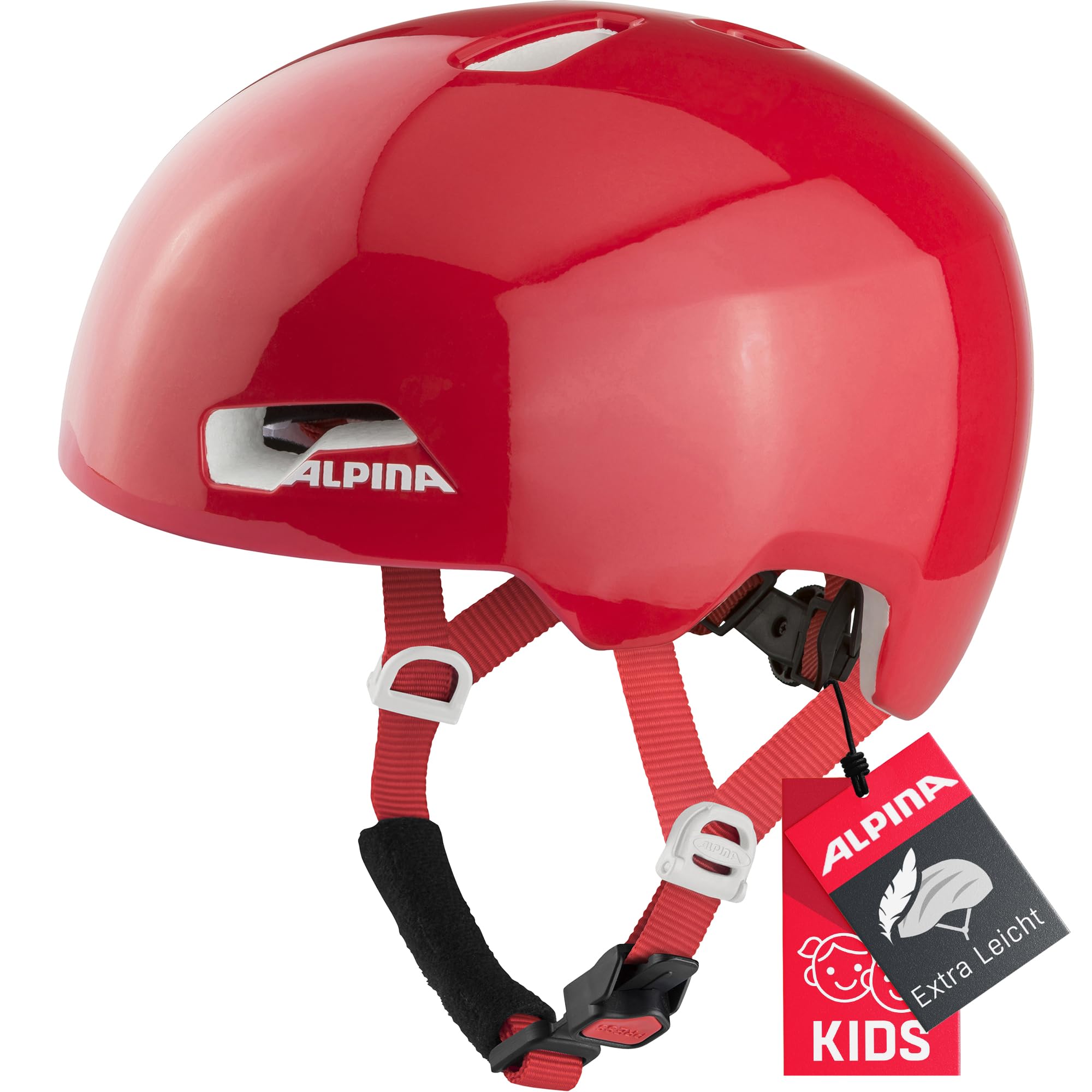 ALPINA Unisex - Children, HACKNEY cycling helmet, red gloss, 47-51 cm