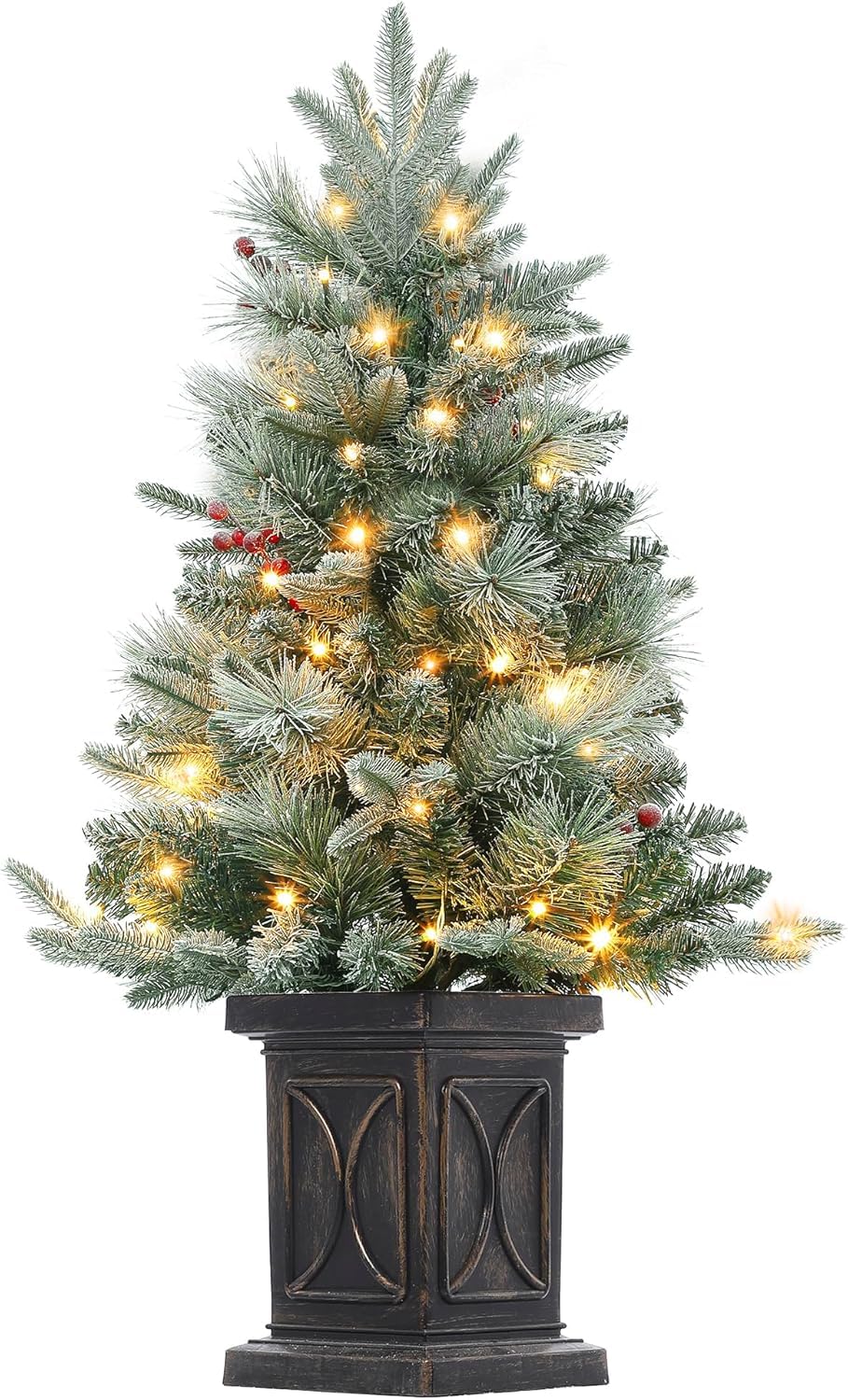 Photo 1 of **ONE TREES LIGHTS DO NOT WORK***GARVEE 3FT Pre-lit Christmas Tree with Lights, PE & PVC Hinged Xmas Tree with Metal Stand, Easy Assembly, Holiday Decoration for Home, Office, Porch, 2PCS