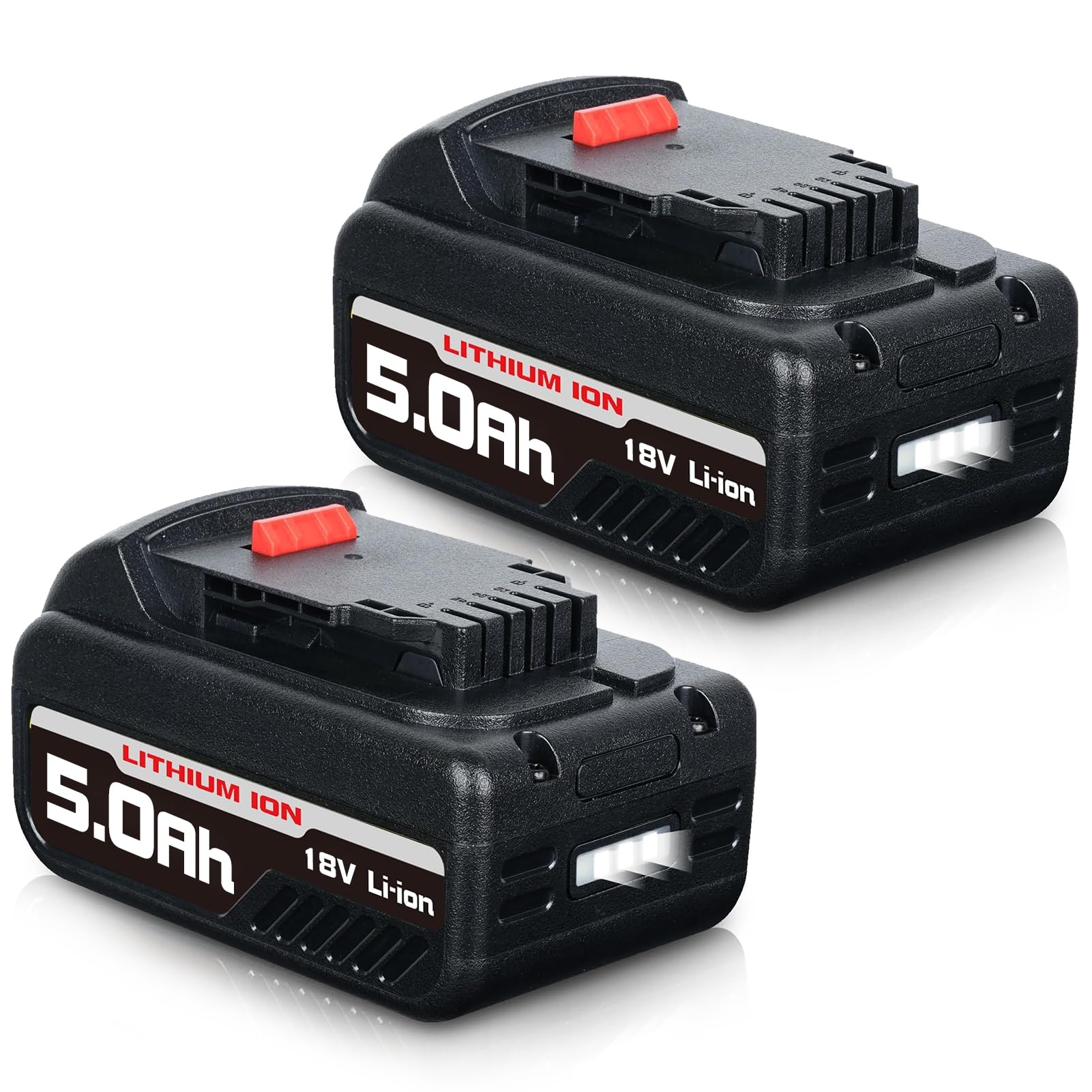 2Packs DCB200 5.0Ah 18V Lithium ion Replacement for Dewalt 18V Battery 20V MAX DCB184 DCB182 DCB180 DCB181 DCB182 DCB201 DCB205 DCB203 with LED Charger Indicator