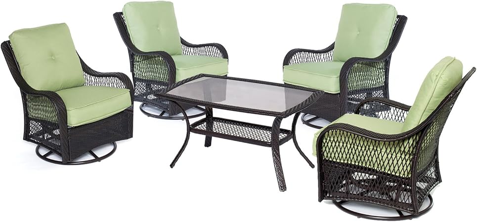 Amazon Com Hanover Orleans 5 Piece Patio Chat Set In Avocado