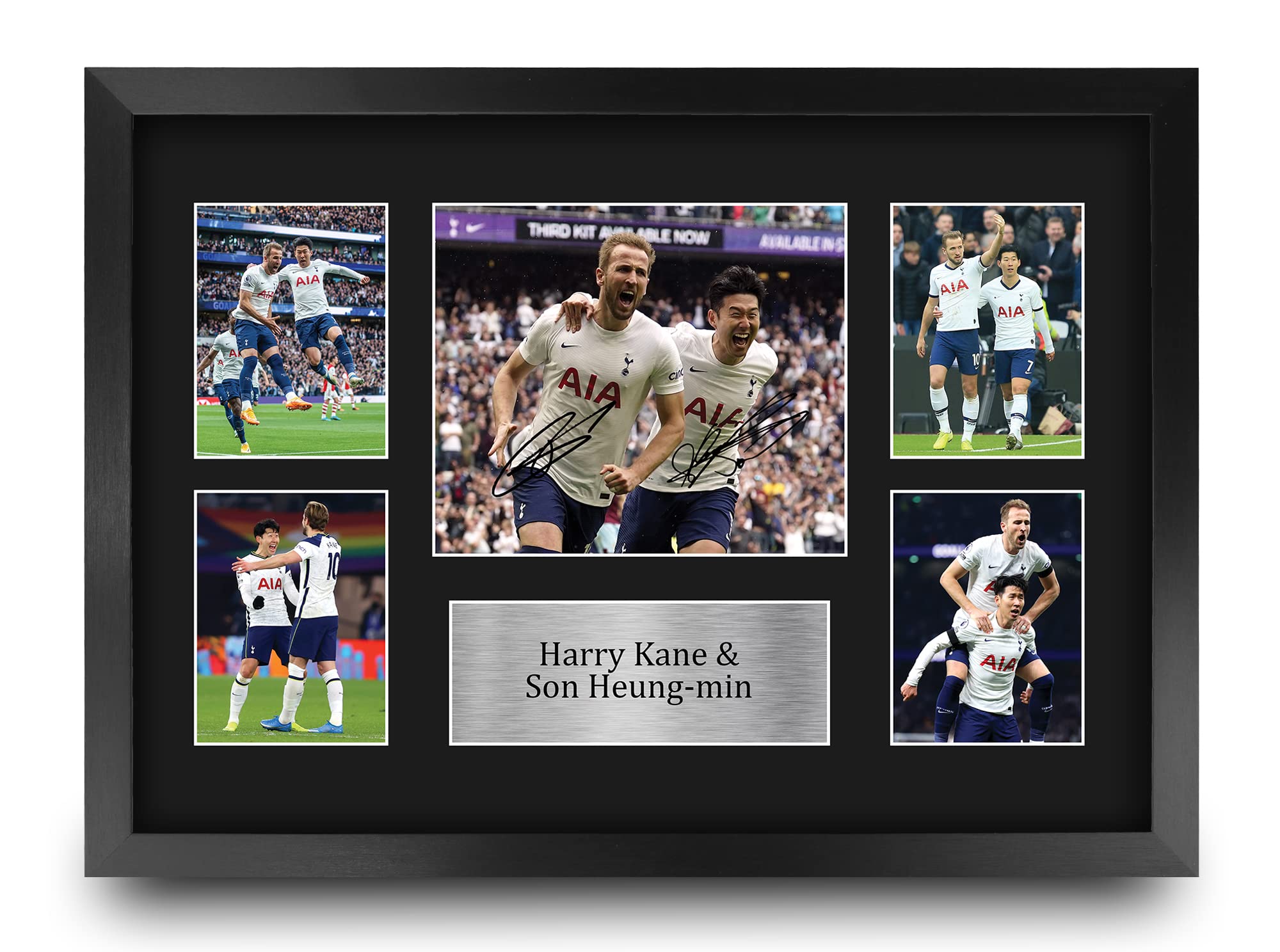 HWC Trading FR A3 Harry Kane & Son Heung-min Tottenham Hotspurs Spurs Printed Memorabilia Signed Autograph Photograph Display for Football Fans and Supporters - A3 Framed