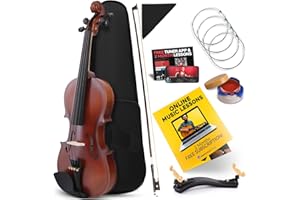 Pyle 4/4 Full Size Acoustic Violin for Beginners – Complete Violins Set with Hard Case, Bow, Extra Strings, Rosin, Full Accessories Kit - Mobile App Tuner 2 Month Free Lessons for Kids & Adults