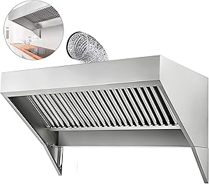 hood concession exhaust suppression range fire vevor 5ft foot stainless inch truck steel vent grease fume baffle groove pipe filter