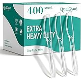 QualQuot 400 Count Extra Heavy Duty Clear Plastic Knives Disposable | Premium Quality, BPA-Free, Heat Resistant, Solid, Durable Disposable Knives Bulk for Daily Use and Party Supply