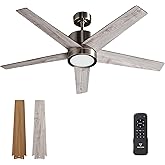VAGIZM 52 Inch Ceiling Fan Brushed Nickel Remote Controlled Dimmable Light Combo - Quiet Reversible DC Motor - 5 Blades
