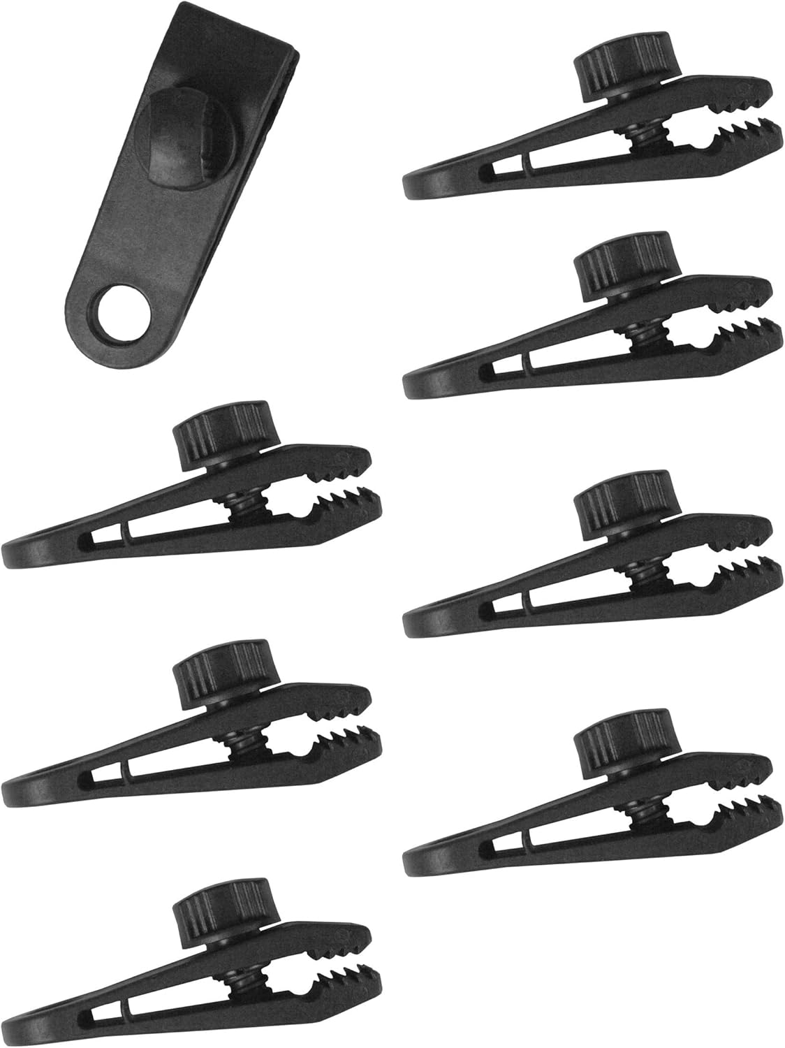 Windhager Tarpaulin Clip Holder, Spanner, Tent Clips Set, 8 Pieces, Black, 0.83 x 2.6 x 2.8 cm, 07010, 0.83 x 26 x 28 cm