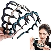 YCKXXL 3PCS Retro High Skull Headband Wedding Party Elegant Reversible Headband with Teeth High Cranium Headbands for Women (Multicolor)