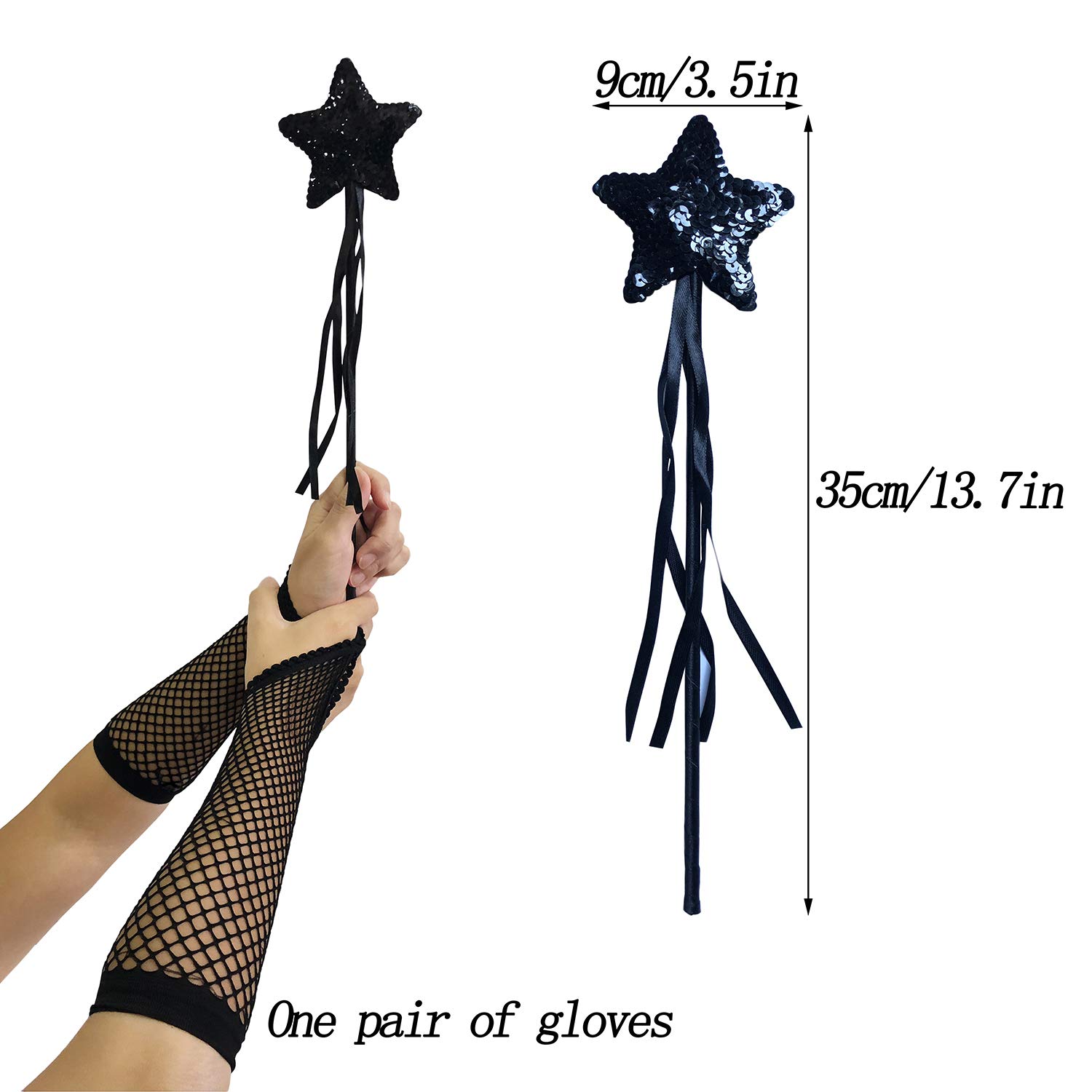 VCZONE Cat Costume for Women Halloween Masquerade Black Cat Lace Ears Kitten Tail Sexy Net Gloves Necklace Mask and Hand Stick