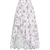 Scarlet Darkness Women's Renaissance Skirt Floral Print High Waist Ruffle Boho Maxi Skirts