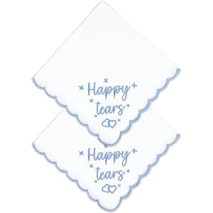 Lamyba Bride Gifts – Something Blue Gift for Bride, Wedding Handkerchief for bride Embroidered Happy Tears Handkerchief