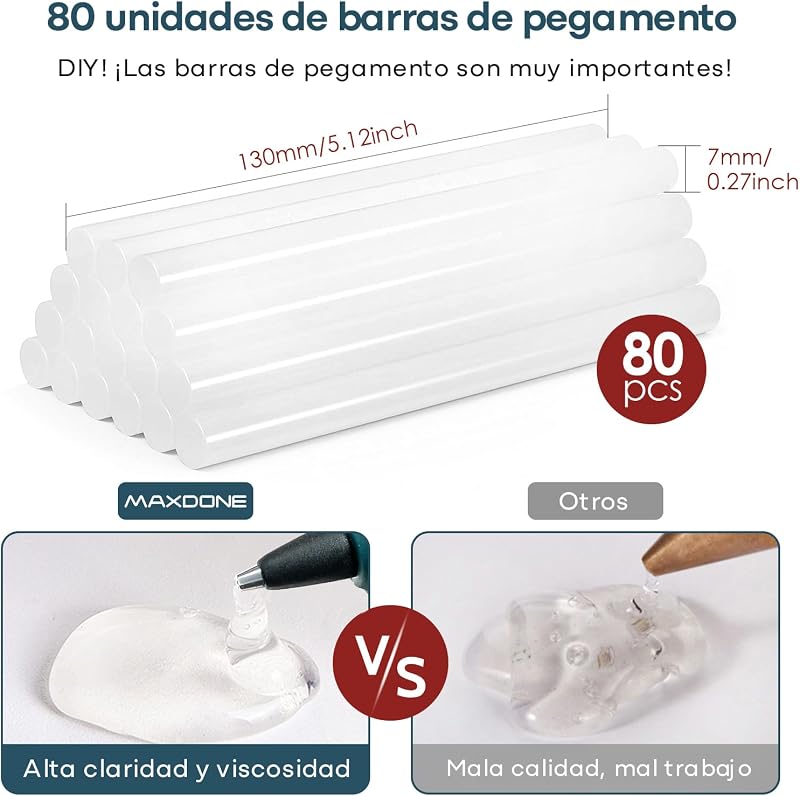 Pistola de Silicona Caliente 50W Reparación rápida con 80 barras
