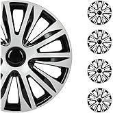 SCITOO Car Wheel Rim Skin 4 Pack 15 inch Cover Hubcap Wheel Cover Replacement R15 Hub Caps -Set of 4（15-inch，Gloss Black &amp; Silver）