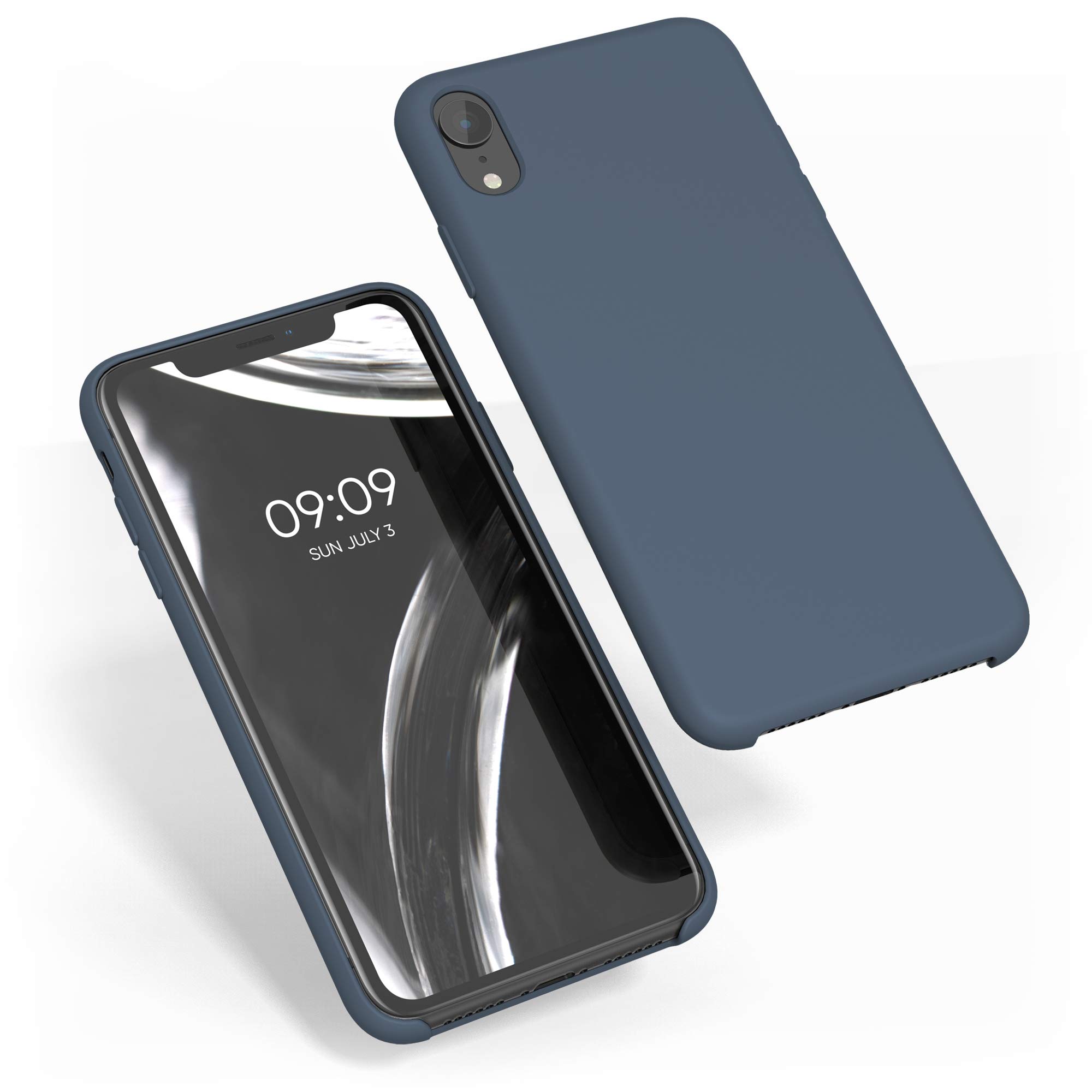 kwmobile Case for Apple iPhone XR Case - Soft Cover - Shockproof Silicone - Wireless Charging Dark Slate