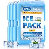 TOPOKO XL Ice Packs for Lunch Bags, Coolers &amp; Freezers &ndash;4/8 Pack Reusable Gel Ice Packs, BPA-Free, Slim, Long-Lasting Cold, Quick Freeze for Picnic, Camping, Beach, Hiking &amp; Outdoor Sports