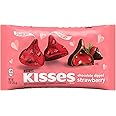 HERSHEY'S KISSES Chocolate Dipped Strawberry Extra Creamy Milk Chocolate with Strawberry Center Candy, Valentine's Day, 9 oz 