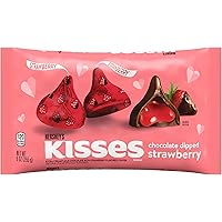 HERSHEY'S KISSES Chocolate Dipped Strawberry Extra Creamy Milk Chocolate with Strawberry Center Candy, Valentine's Day, 9 oz 