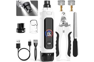 Dog Nail Grinder 6-Speed with LED Display, Dog & Cat Nail Clippers and Trimmers, Pet Nail Grinder with 2 LED Lights - Super Q