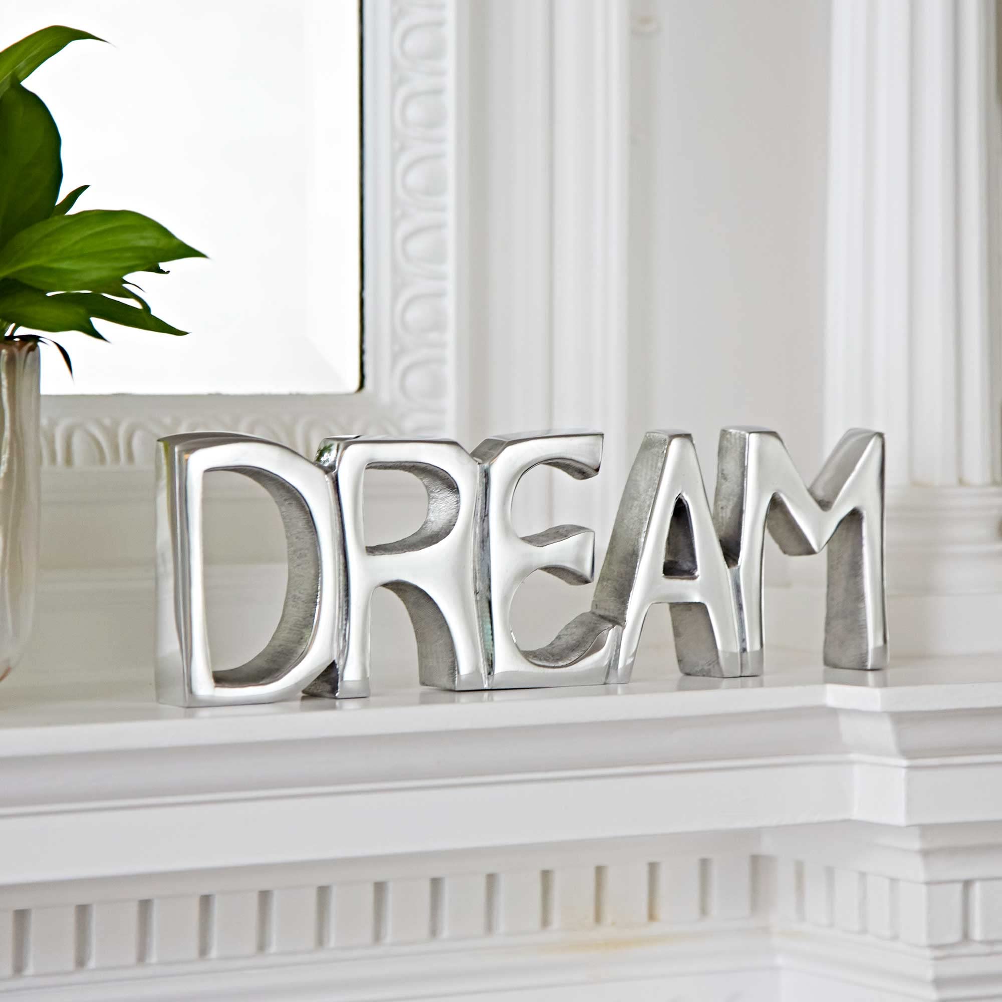 Paper High Recycled Metal 'DREAM' Sign - 28cm x 9cm - Fair Trade & Handmade - Home Decor - House Decoration for Living Room - Ornaments for Living Room Modern