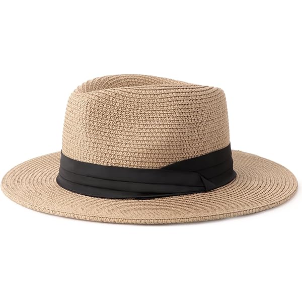 Straw Sun Hats for Women Men Panama Fedora Summer Hat with  display picture 1