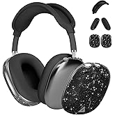 Case Cover for AirPods Max Headphone,Glitter Shell Pattern TPU Ear Cup Case,Silicone Ear Pad/Headband Protective Cover Accessories Compatible with Apple AirPods Max(2024/2020),Glitter Black Seashell
